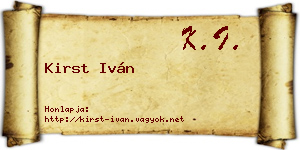 Kirst Iván névjegykártya